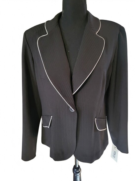 K.C. Spencer Jackets & Blazers - Tailored Black Blazer with White Piping - Unbranded